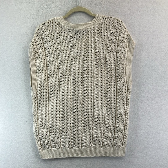 DKNY Jeans Women’s Sweater Vest XL Cream / Gold Open Knit Pattern NWT - Picture 8 of 12